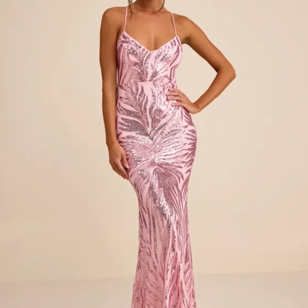 Lulu's Pink Sequin Maxi Dress
